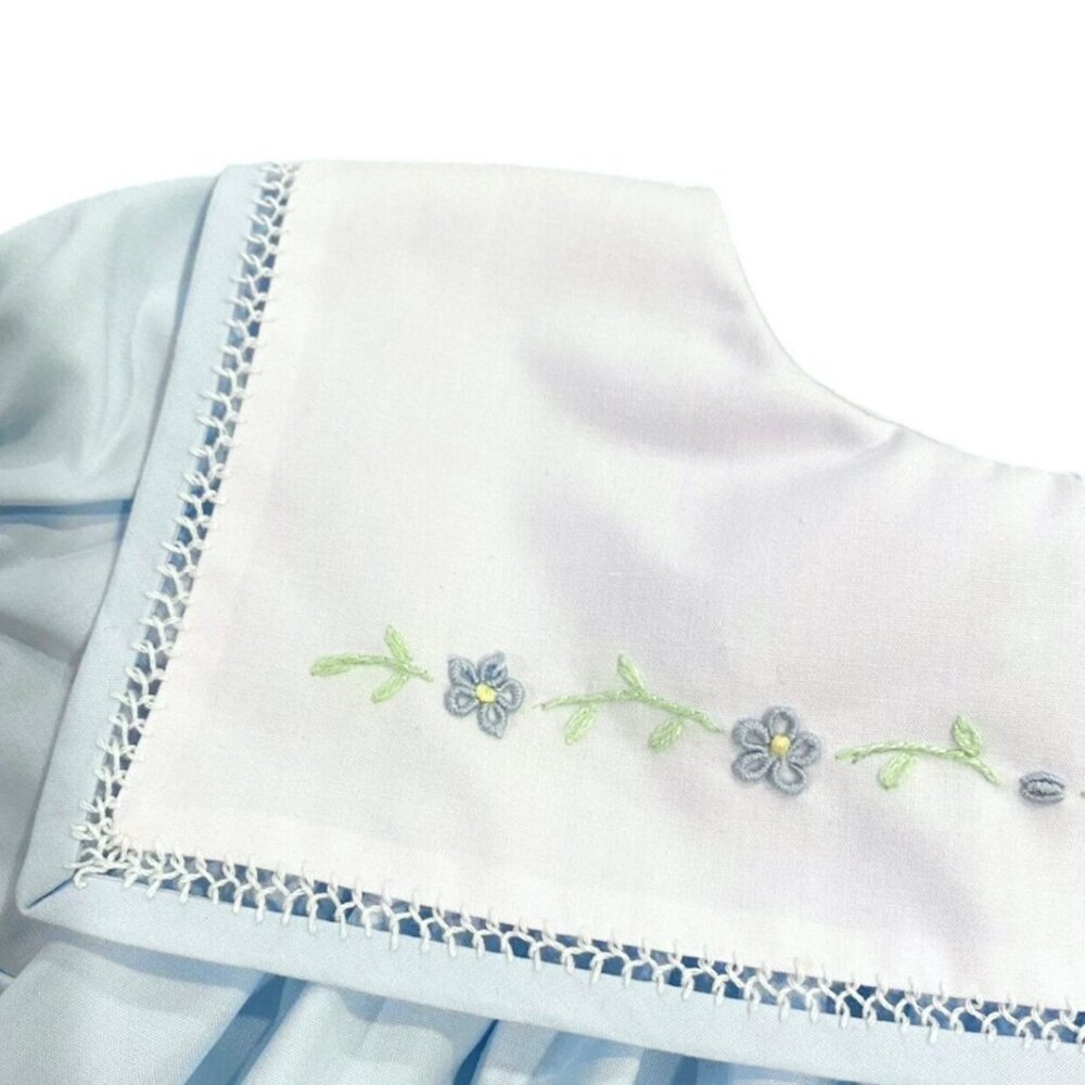 NEW Lulu Bebe 12m Blue Embroidered Collar Dress - Picture 3 of 6